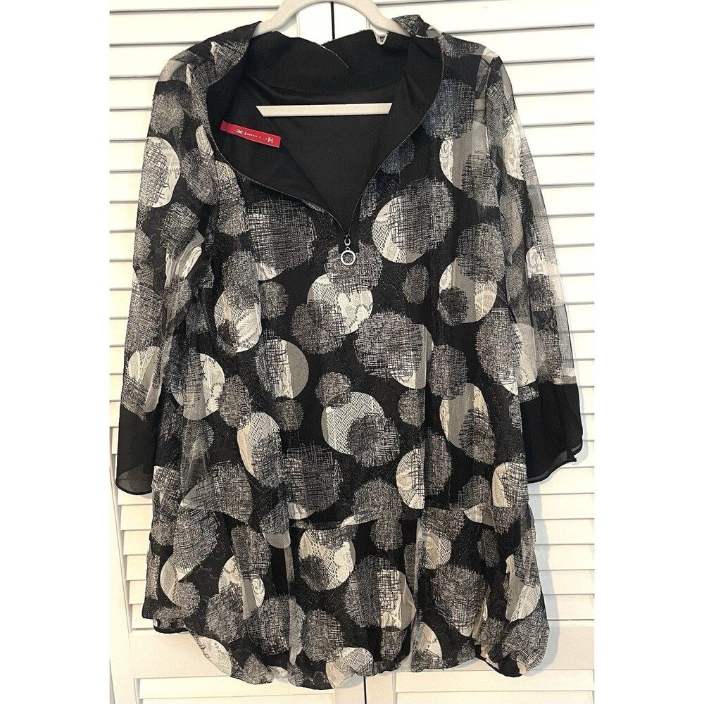IC By Connie K Bubble Dress Textured Art Wear Zip Back High Neck Women’s Large - Picture 8 of 10